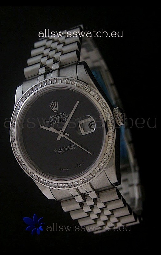 Rolex Datejust Japanese Replica Watch in Full Black Dial