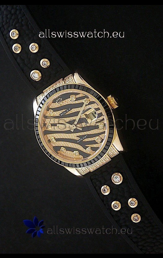 Rolex DateJust Rose Gold Diamond Swiss Replica Watch