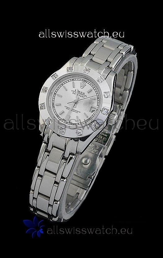 Rolex Datejust Ladies Swiss Replica Ladies Watch in Silver White Dial