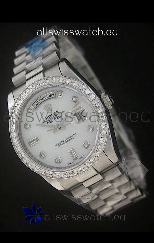 Rolex Day Date Just Japanese Replica Watch in White Dial