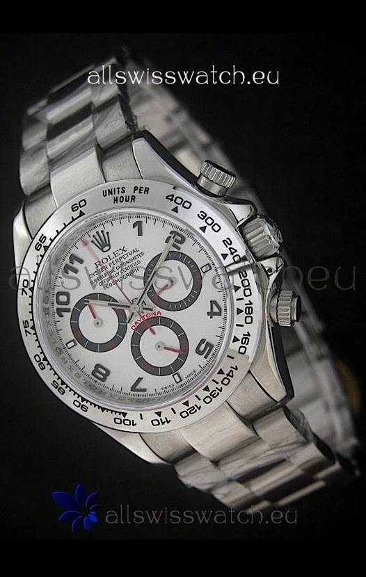 Rolex Daytona Japanese Replica Steel Watch in White Dial
