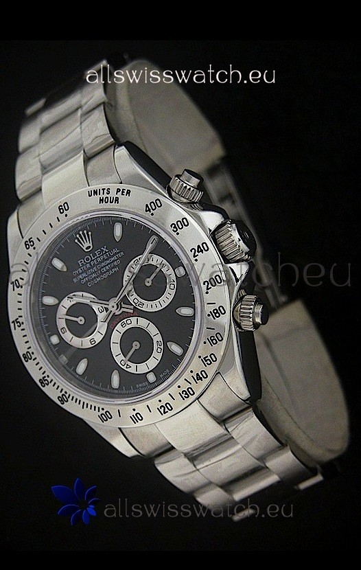 Rolex Daytona Japanese Replica Steel Watch in Black Dial