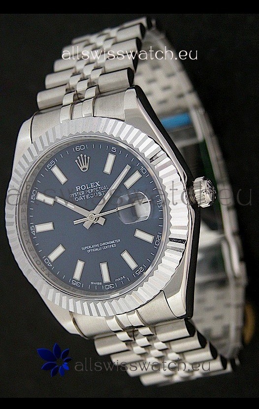 Rolex DateJust Swiss Replica Watch in Blue Dial