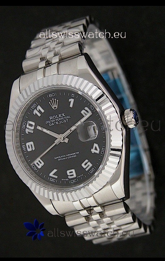 Rolex DateJust Japanese Replica Watch in White Arabic Hour Markers