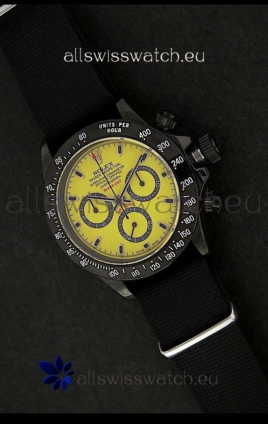 Rolex Daytona Oyster Perpetual Swiss Replica PVD Watch in Yellow Dial