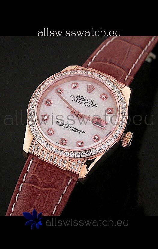 Rolex DateJust Swiss Mens Replica Watch in Mop White Dial