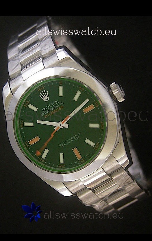 Rolex Oyster Perpetual Milgauss Swiss Replica Watch in Black Dial