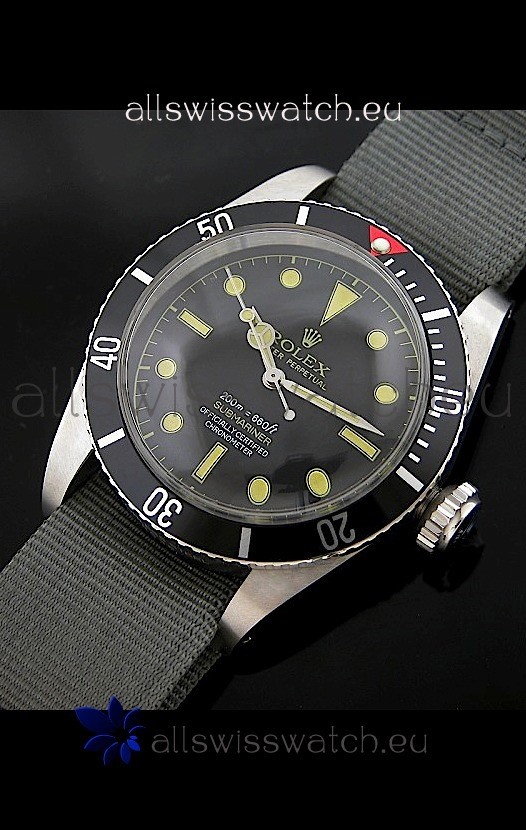 Rolex Submariner Swiss Replica Watch in Domed Crystal Green Nylon Strap