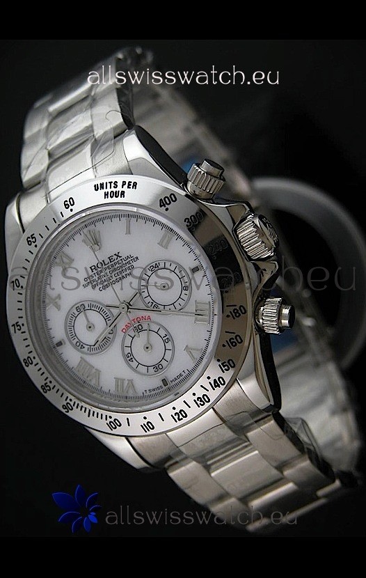 Rolex Daytona Japanese Replica Steel Watch in White Dial