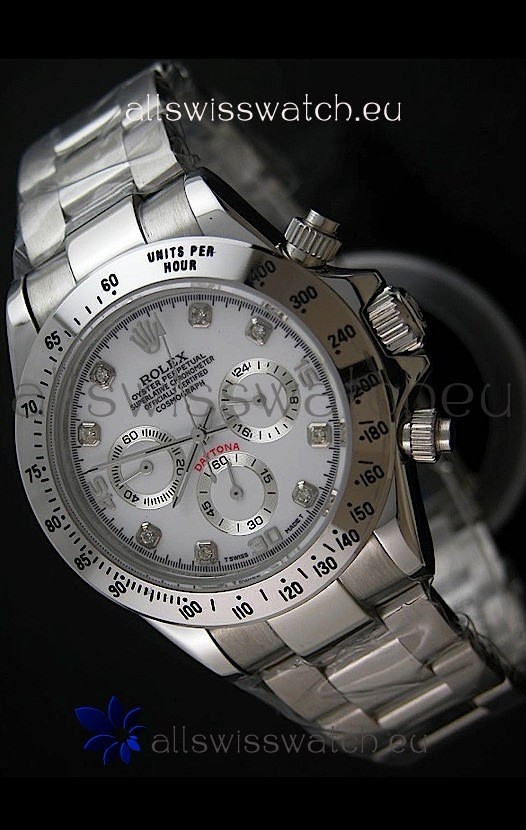Rolex Daytona Japanese Replica Steel Watch in Diamond Hour Markers 