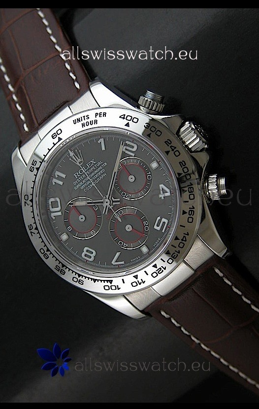 Rolex Daytona Cosmograph Swiss Replica Stainless Steel Watch in Grey Dial