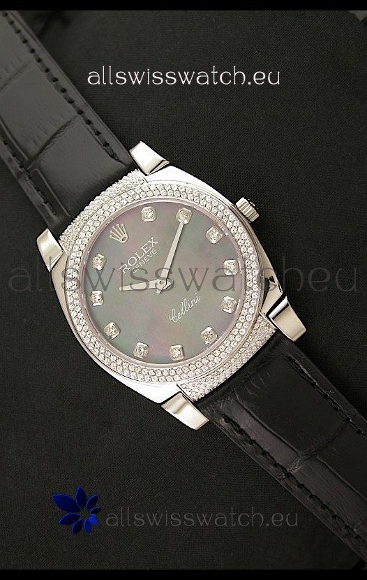 Rolex Cellini Japanese Replica Watch in Mother of Pearl Green Dial