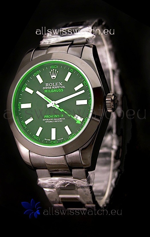 Rolex Milguass Prohunter Swiss PVD Watch in Green Dial