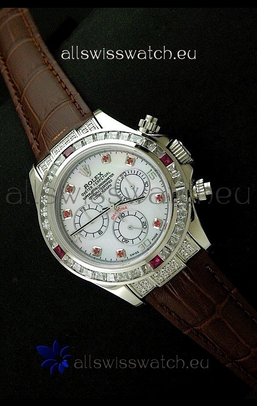 Rolex Oyster Perpetual Cosmograph Daytona Swiss Replica Watch in Brown Strap