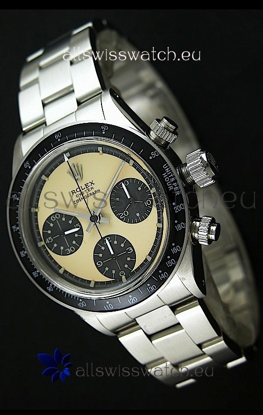 Rolex Cosmograph Daytona Swiss Replica Chronograph Watch in Cream Color Dial - 1:1 Mirror Replica