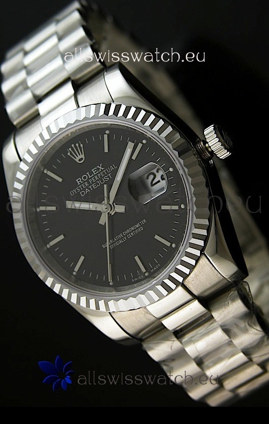 Rolex Replica Datejust Mens Swiss Watch in Black Dial - 41MM