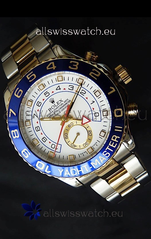 Rolex Replica Yachtmaster II Swiss Watch Two Tone Yellow Gold - 1:1 Mirror Replica Watch