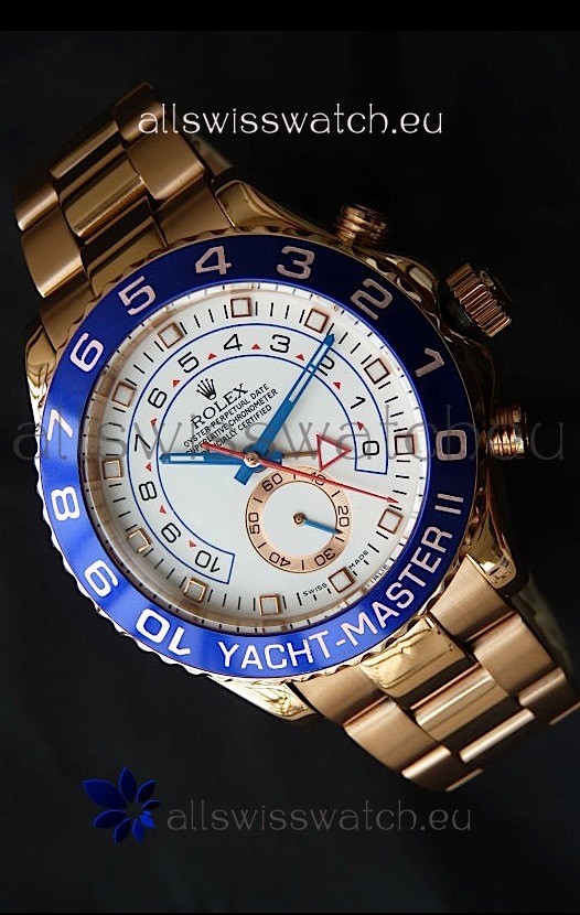 Rolex Replica Yachtmaster II Swiss Watch Rose Gold - 1:1 Mirror Replica Watch