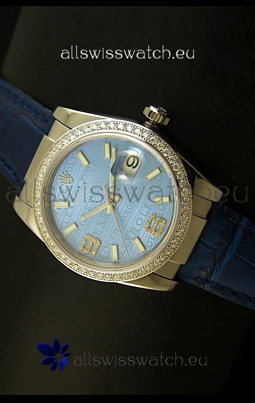 Rolex Replica Datejust Swiss Replica Watch - 37MM - Blue Dial/Strap