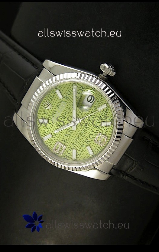 Rolex Replica Datejust Swiss Replica Watch - 37MM - Green Dial/Strap