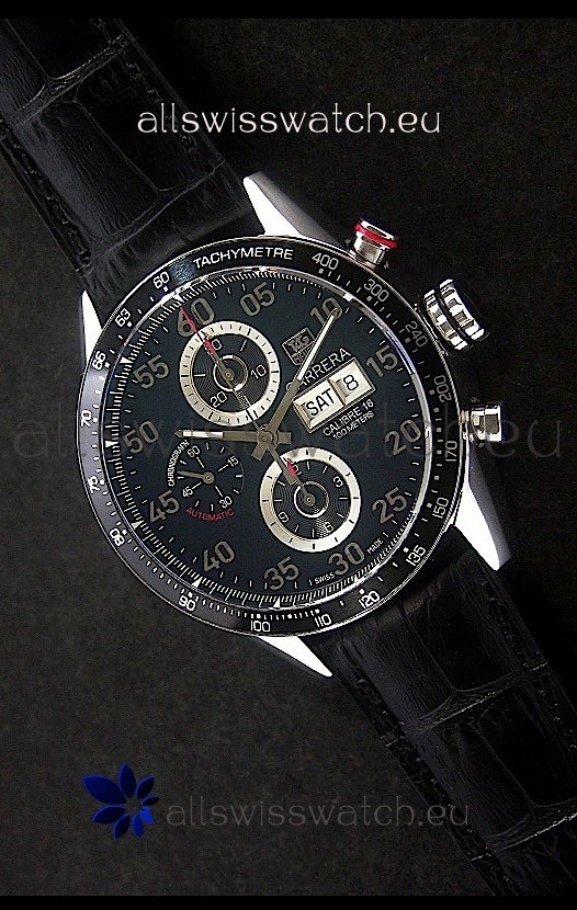 Tag Heuer Carrera Tachymeter Swiss Chronograph Watch in Black