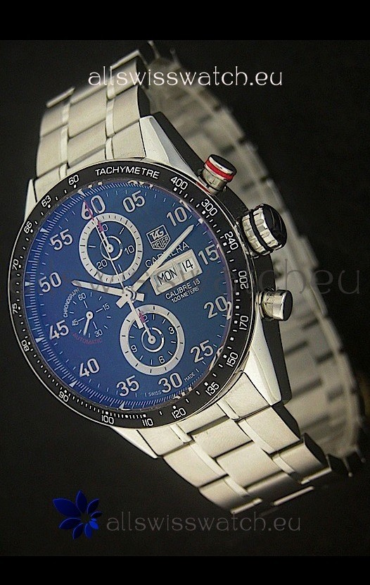 Tag Heuer Carrera Tachymeter Swiss Chronograph Watch in Blue Dial