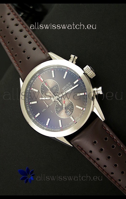 Tag Heuer Carrera Quartz Japanese Replica Watch in Brown Strap