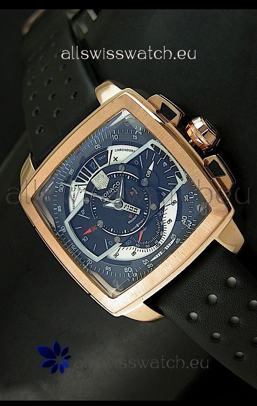 Tag Heuer Monaco Mikrograph Japanese Replica Rose Gold Watch 