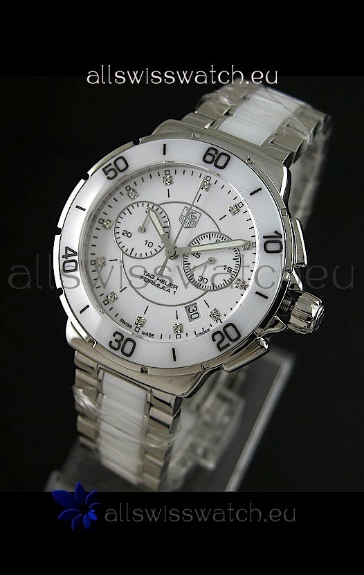 Tag Heuer Formula 1 Chronograph Swiss Replica Ceramic Ladies Watch in Ceramic Bezel