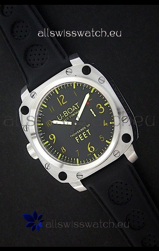 U-Boat Thousands of Feet Swiss Steel Automatic Watch in Yellow Markers