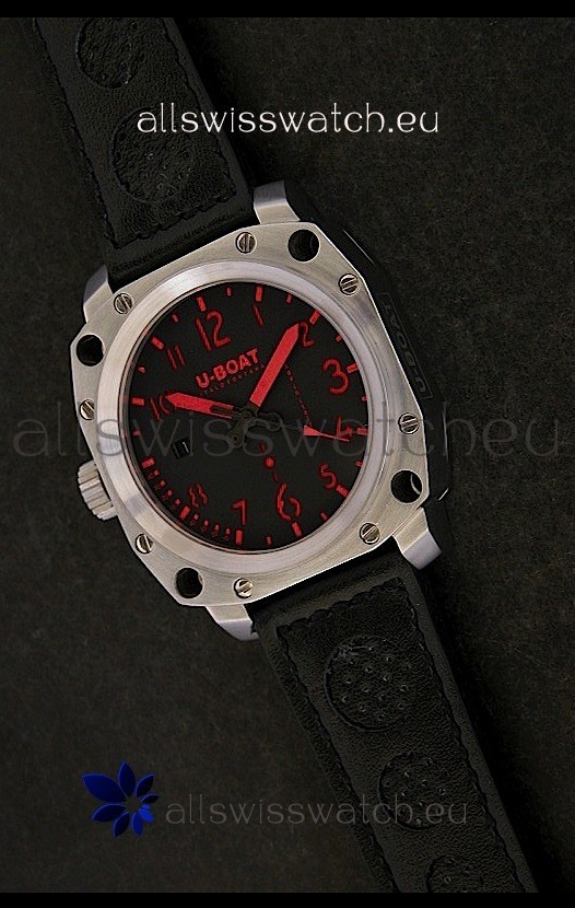 U-Boat Thousands of Feet Steel Watch in Black Dial