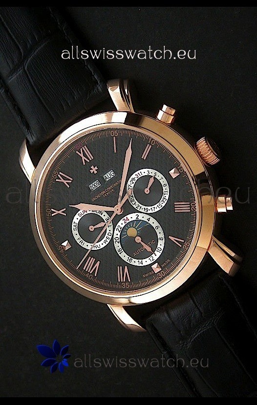 Vacheron Constantin Perpetual Calendar Japanese Watch in Black Dial