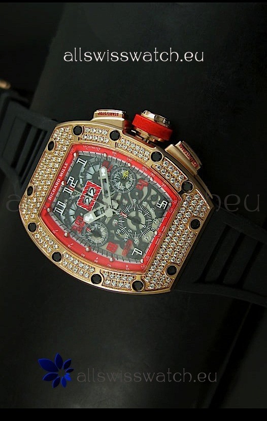 Richard Mille Filippe Massa Edition Titanium Swiss Replica Watch in Pink Gold Case