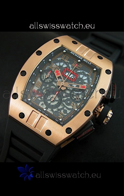 Richard Mille RM011 Filipe Massa Pink Gold on Titanium Casing Swiss Replica Watch