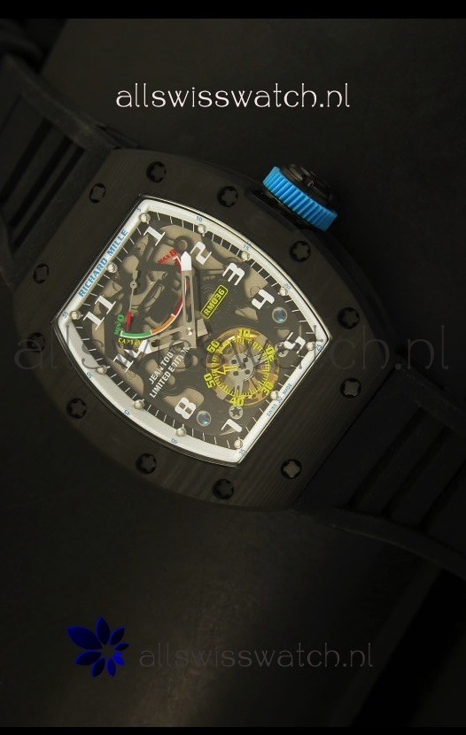 Richard Mille RM036 Jean Todt Forged Carbon Bezel Titanium Watch - All White/Blue Edition