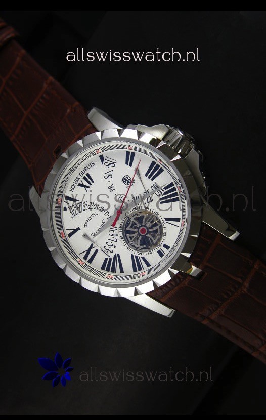 Roger Dubuis Excalibur Calendar Watch in White Dial 
