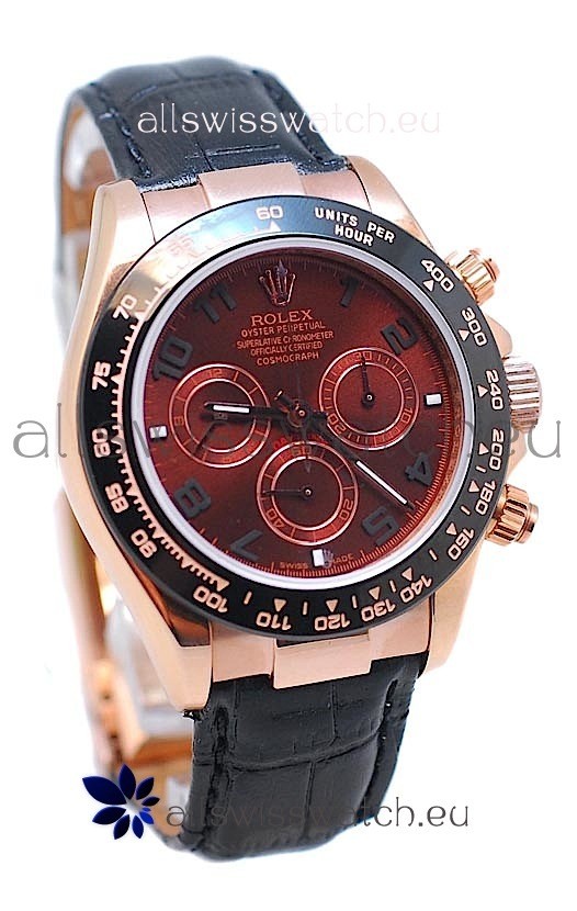 Rolex Daytona Chronograph MonoBloc Cerachrom Bezel Swiss Replica Rose Gold Plated Watch
