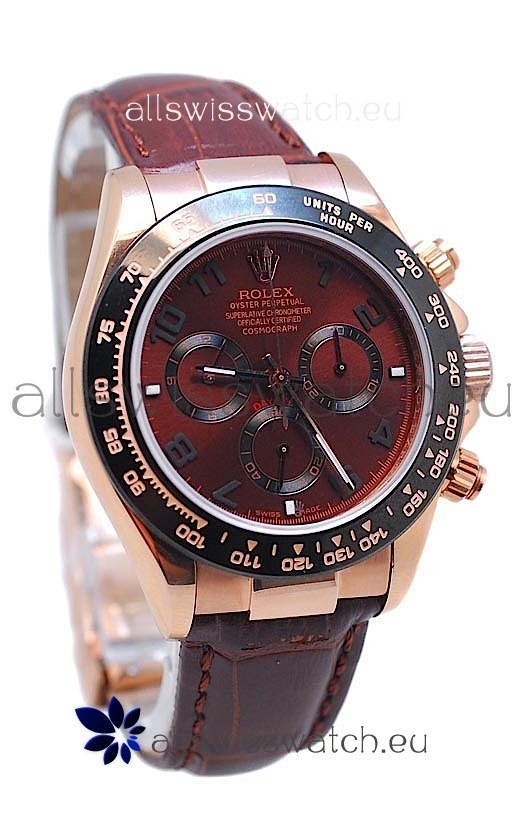 Rolex Daytona Chronograph MonoBloc Cerachrom Bezel Swiss Replica Rose Gold Plated Watch