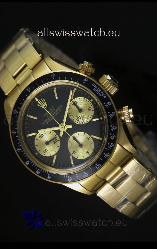 Rolex Daytona 6265 Cosmograph Black Dial in Gold Case