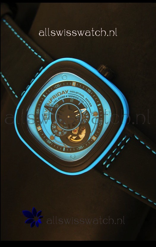 SevenFriday P-32 Black and Blue with Original Miyota 82S7 Movement - 1:1 Mirror Quality