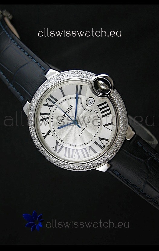 Cartier Balon de Swiss Replica Automatic Watch in White Dial