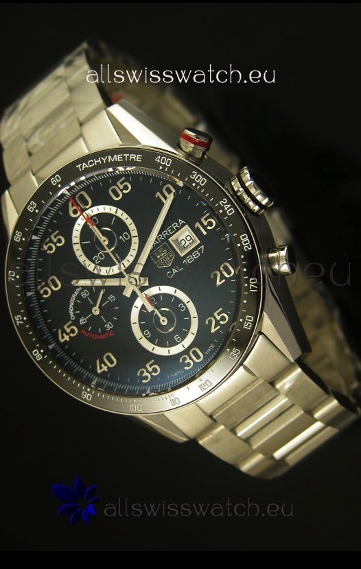Tag Heuer Carrera Calibre 1887 Black Dial Watch - 1:1 Mirror Replica 