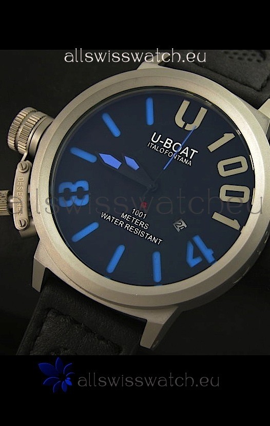 U Boat U-1001 Edition Japanese Drive Automatic Steel Watch in Blue Markers