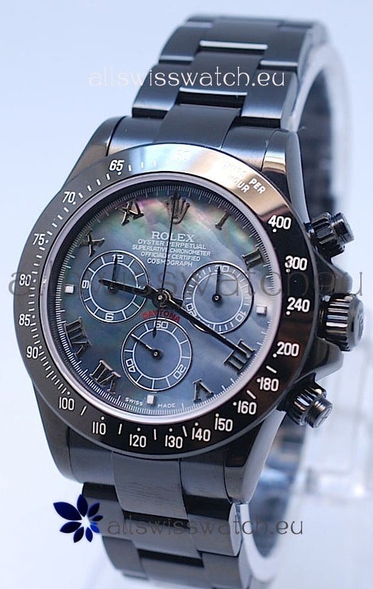 Rolex Daytona Cosmograph Project X Design Black Out Edition Series II Swiss Watch in Blue Pearl Dial 