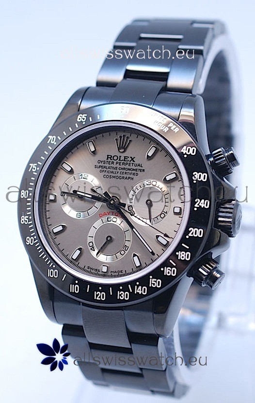 Rolex Daytona Cosmograph Project X Design Black Out Edition Series II Swiss Watch in Grey Opaline Dial 