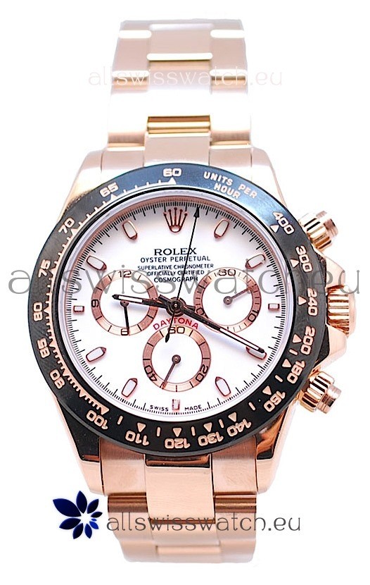 Rolex Daytona MonoBloc Cerachrom Bezel Swiss Replica Rose Gold Plated Watch