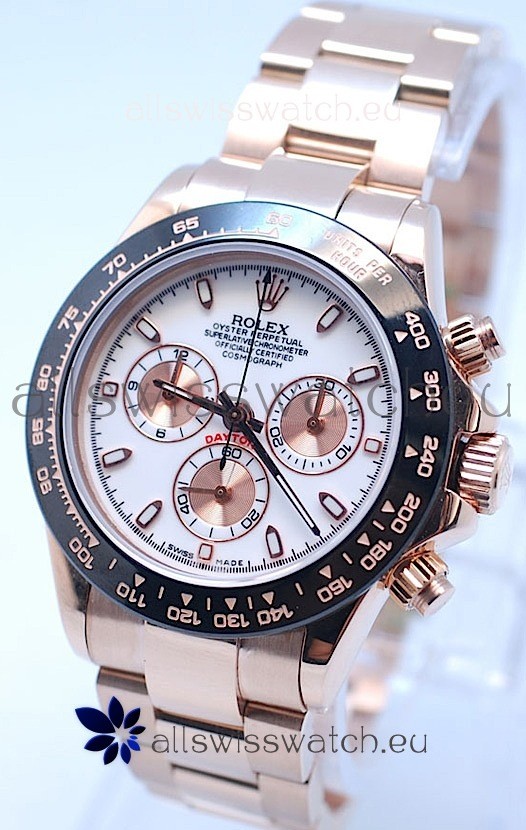 Rolex Daytona Chronograph MonoBloc Cerachrom Bezel Swiss Replica Watch in White Dial