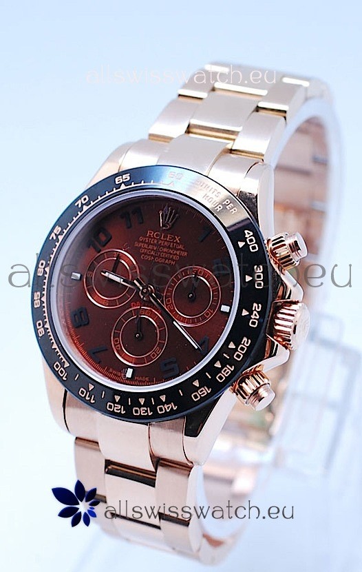 Rolex Daytona Chronograph MonoBloc Cerachrom Bezel Swiss Replica Watch in Brown Dial