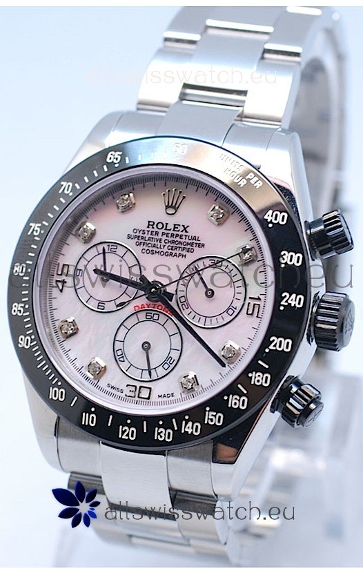 Rolex Daytona MonoBloc Cerachrom Bezel Swiss Replica Rose Gold Plated Watch in Pink Mother Pearl Dial