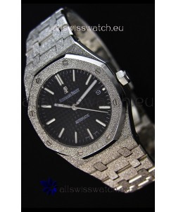 Audemars Piguet Royal Oak Frosted Self-Winding White Gold Black Dial 1:1 Mirror Replica Watch 